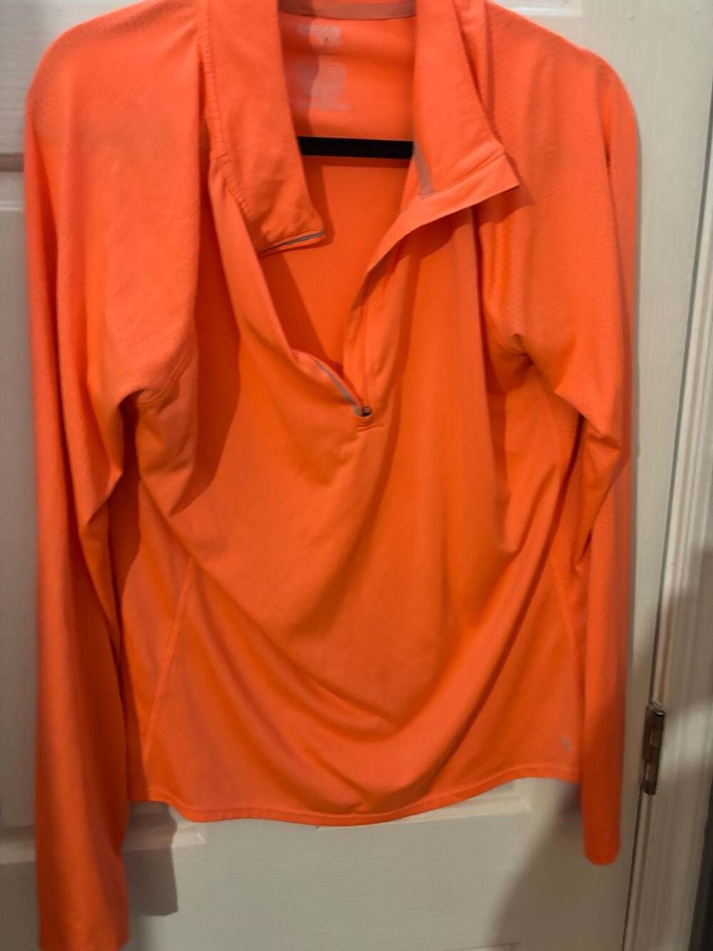 Danskin Now Semi-Fitted Orbit Orange Half-Zip Long Sleeve Athletic Top X